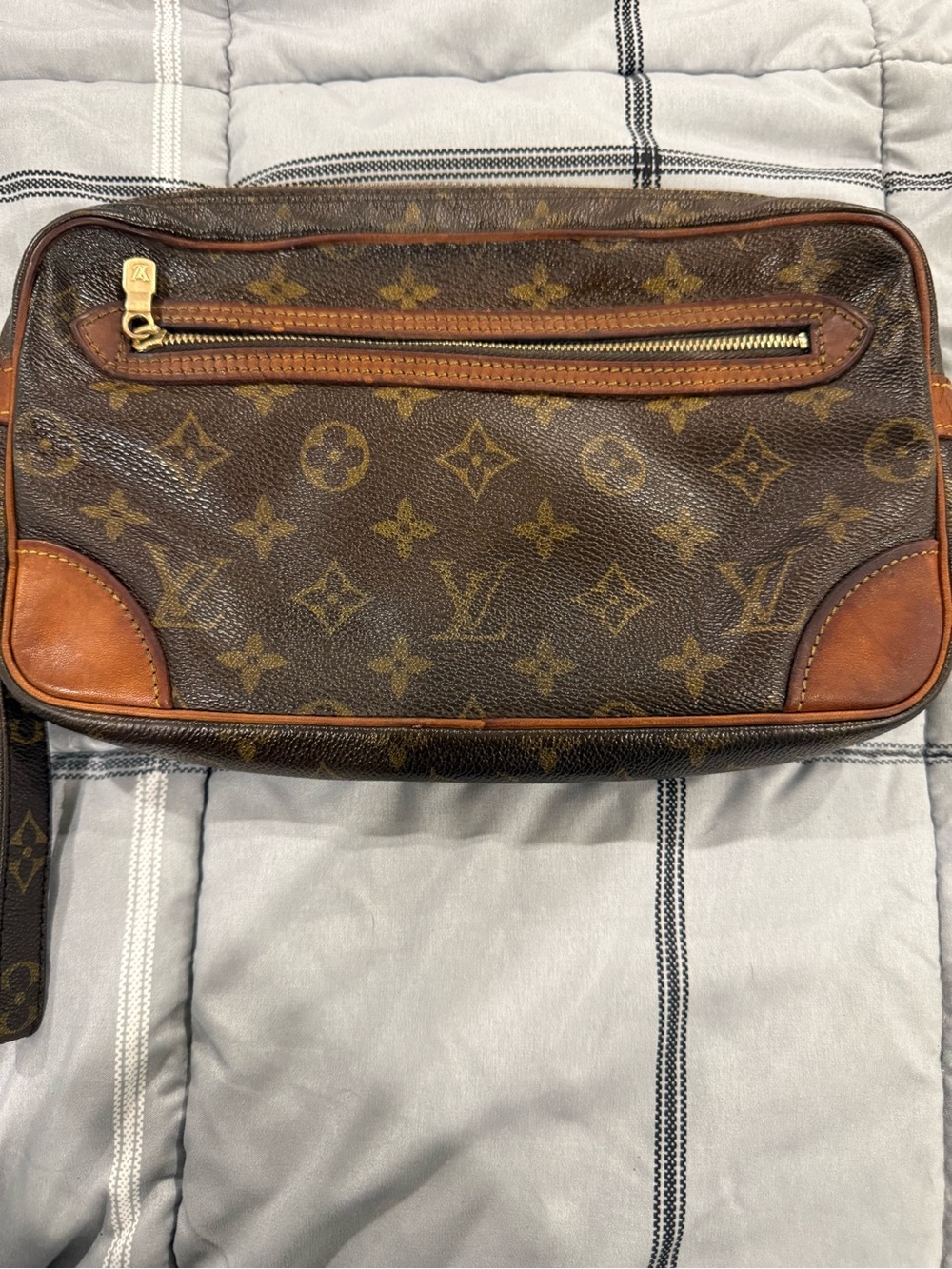 Louis Vuitton Marly Dragonne Clutch Monogram Bag Wristlet Vintage Authentic LV